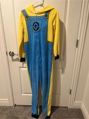 Universal Yellow and Blue Hooded One-Piece Footie